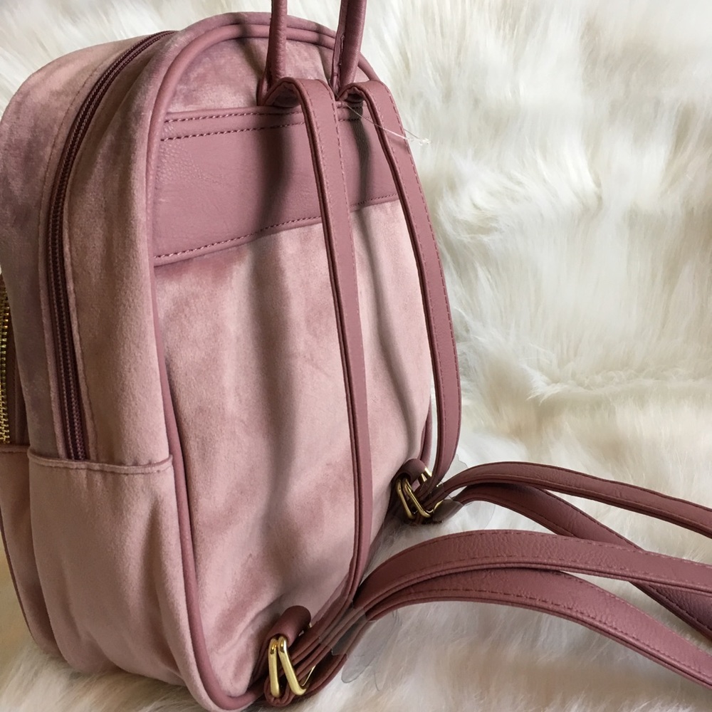 Pastel Velvet Pink Backpack Storage Tote Bag - Picture 5 of 8